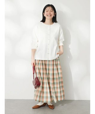 CRAFT STANDARD BOUTIQUE チェックギャザーロングスカート Beige