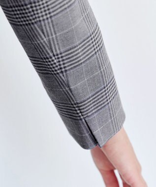 Tiaclasse 【洗える】カラーレスチェック柄ジャケット グレー