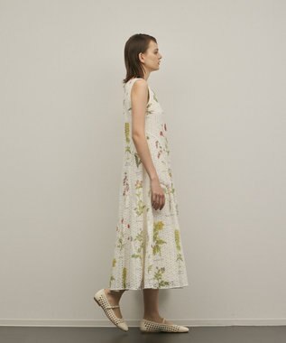 GRACE CONTINENTAL カットワークプリントワンピース ホワイト