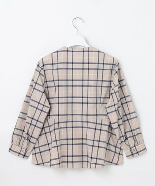 J.PRESS LADIES 【洗える】コンパクトチェック スタンドカラー ブラウス ベージュチェック系