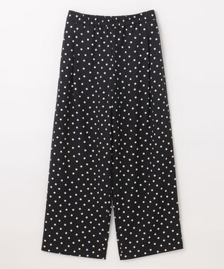 ANY 【洗濯機可能/ウエストゴム/ポケット付】リネンライク ドット柄パンツ ブラックベース