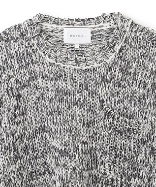 BEIGE， 【洗える・STORY 6月号掲載】THYME / クルーネックコットンメッシュニット Ecru×Black