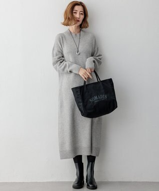 23区 S 【洗える】カシミヤブレンド ニットワンピース ライトグレー系