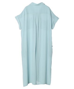 AMERICAN HOLIC 楊柳Ｗポケット開襟ワンピース Sax