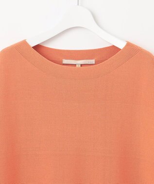 自由区 【洗える】コットンストレッチホールガーメント プルオーバー ニット ライトオレンジ系