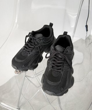 WEGO メッシュコンビ厚底スニーカー ブラック