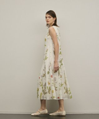 GRACE CONTINENTAL カットワークプリントワンピース ホワイト