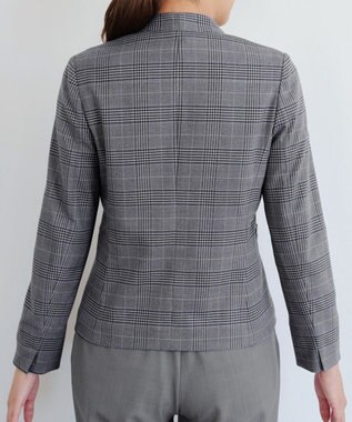 Tiaclasse 【洗える】カラーレスチェック柄ジャケット グレー