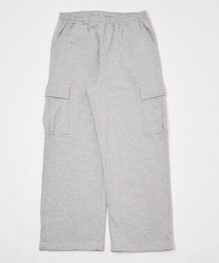 WEGO 【ユニセックス着用ITEM/ウエストゴム/MLサイズ展開】ワイドスウェットカーゴパンツ 杢グレー
