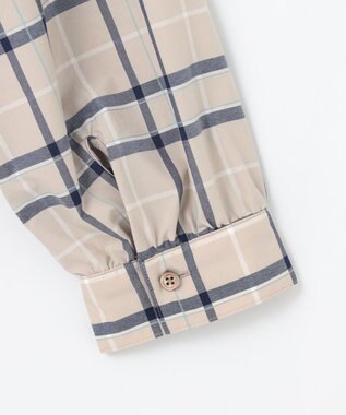 J.PRESS LADIES 【洗える】コンパクトチェック スタンドカラー ブラウス ベージュチェック系