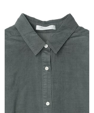 Green Parks 柔らかい細コールシャツ Blue Green