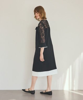 GRACE CONTINENTAL レースコンビバイカラーワンピース ブラック