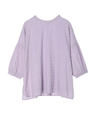 Green Parks インド綿 SET２点 刺繍７分丈ブラウス＋タンクトップ Purple