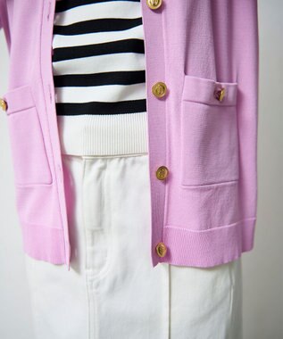 GRACE CONTINENTAL 配色ニットカーディガン ピンク