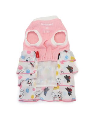 PET PARADISE リサとガスパール ワンピース 《シャボン玉》 小型犬 ホワイト×ピンク