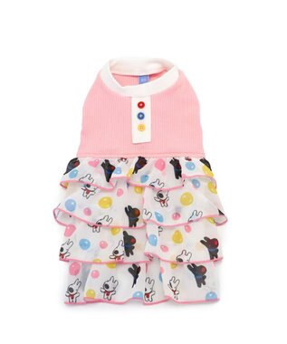 PET PARADISE リサとガスパール ワンピース 《シャボン玉》 小型犬 ホワイト×ピンク