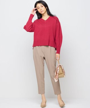 組曲 【暖かい・美シルエット・ストレッチ】バックウォーム テーパードパンツ モカブラウン系