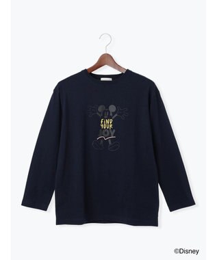 Te chichi 【Disney】ミッキー/配色ロゴロンT ネイビー