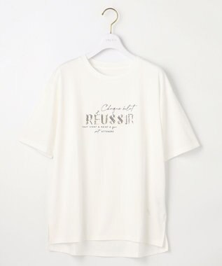 ANY SIS 【洗える】ロゴ刺繍 Tシャツ オフスパンコール