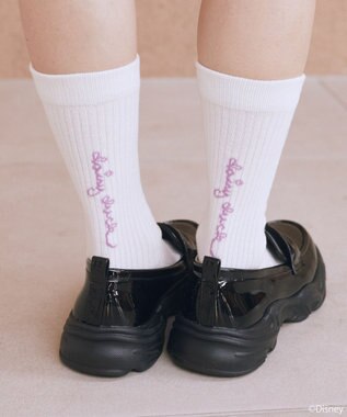 earth music&ecology 【予約】Disney/アソート刺繍入り靴下 ラベンダー