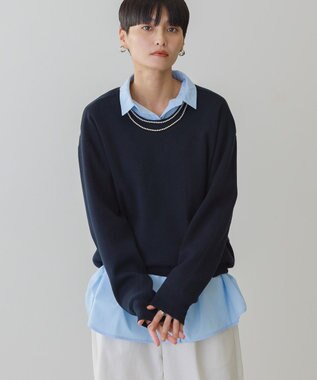 AMERICAN HOLIC スウェットライクニットプルオーバー Dark Navy