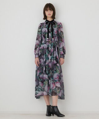 GRACE CONTINENTAL ローズプリントフレアワンピース