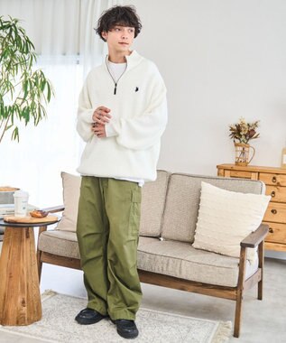 WEGO U.S. POLO ASSN.|別注畔編みハーフジップセーター オフホワイト