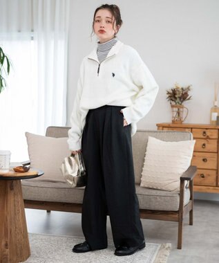 WEGO U.S. POLO ASSN.|別注畔編みハーフジップセーター オフホワイト