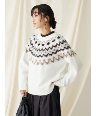 CRAFT STANDARD BOUTIQUE 求心柄ニットプルオーバー Ivory