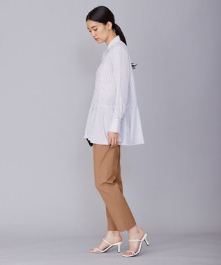 ICB 【洗える】 リヨセルローン ペプラムブラウス オフホワイト×ブラック系