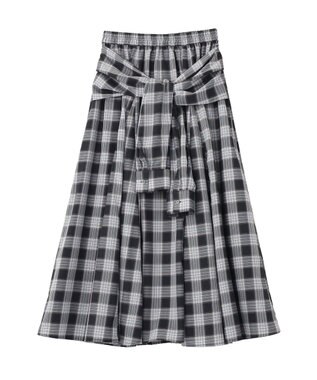 Green Parks イージーケアチェックボリュームスカート Black
