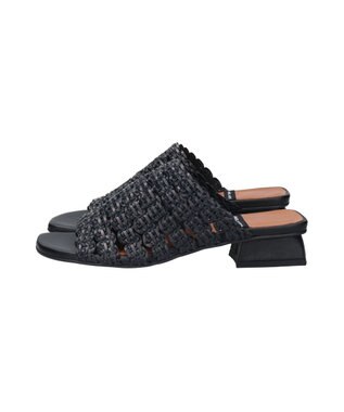 INTER-CHAUSSURES 【ANGEL ALARCON】ローヒールラフィアサンダル ブラック雑材