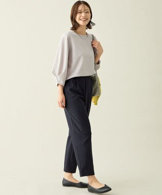 ANY 【6サイズ展開/ウエストゴム】イージーテーパードパンツ ネイビーストライプ