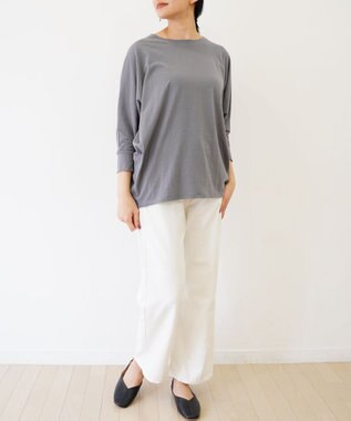 TOQUE 〈大草直子さんアドバイザー〉 【天然素材】タンギスコットン天竺ドルマンTシャツ チャコールグレー