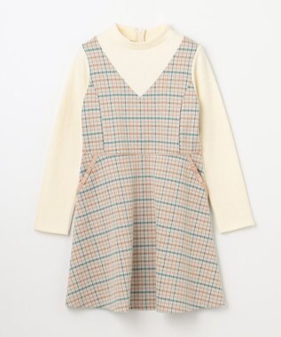 組曲 KIDS 【110-140㎝】チェック ワンピース クリーム系