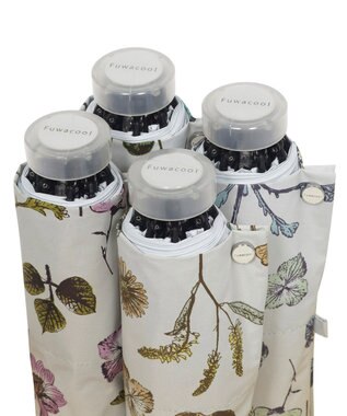 MOONBAT 【晴雨兼用/ 一級遮光/UV99％】フワクール (Fuwacool) 折りたたみ日傘 フワクールホワイト  ボタニカル 軽量 ペールピンク