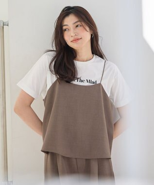 ANY 【2SET/洗濯機可】テックリネンキャミソール×パンツセットアップ モカ