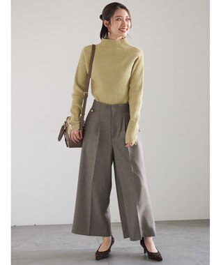 Te chichi モールリブスタンドネックニット グリーン