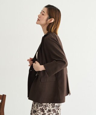 YECCA VECCA マシンウォッシャブルリネンライクジャケット Brown