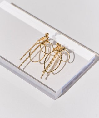 AMERICAN HOLIC ダブルリングチェーンイヤリング Gold