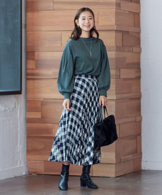 ANY プレミアム モックネック長袖Tシャツ グリーン系