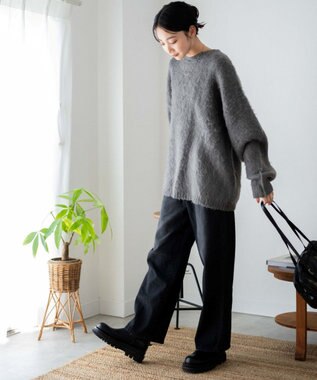 WEGO モヘアライクBIGプルオーバー ダークグレー