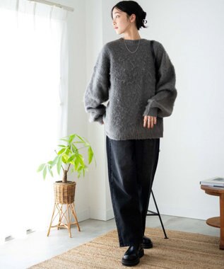 WEGO モヘアライクBIGプルオーバー ダークグレー