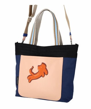 tsumori chisato CARRY キラミックスコンビ トートバッグ 2wayショルダー A4収納 ネコ ネイビー