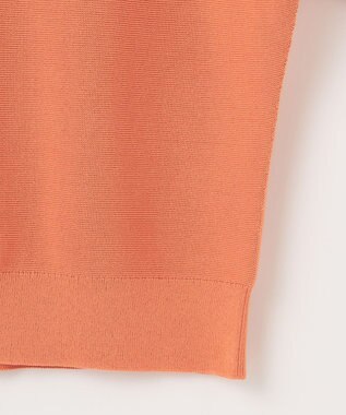 自由区 【洗える】コットンストレッチホールガーメント プルオーバー ニット ライトオレンジ系