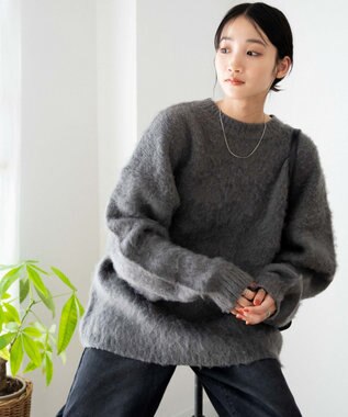 WEGO モヘアライクBIGプルオーバー ダークグレー