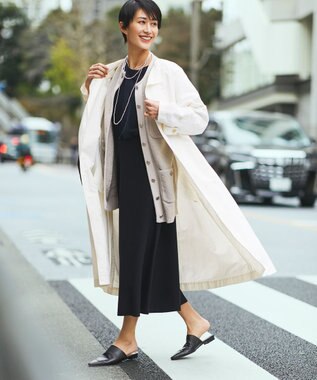 自由区 【XSサイズ～/洗える】テクスチャーコットンブレンド ニットアウター ライトグレー系