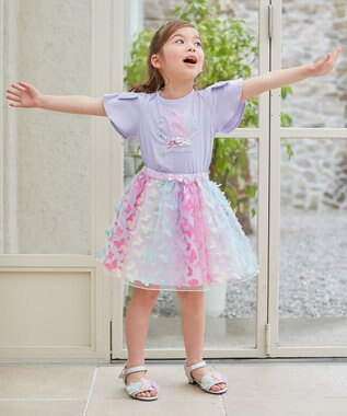 ANY KIDS 接触冷感 いろいろモチーフ Tシャツ ラベンダー×シェル