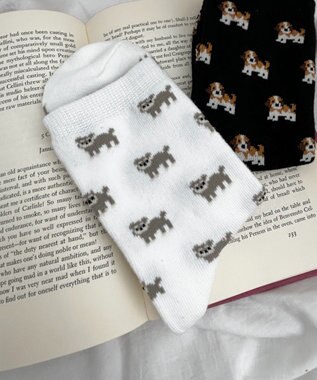 WEGO 総柄イヌクルーソックス