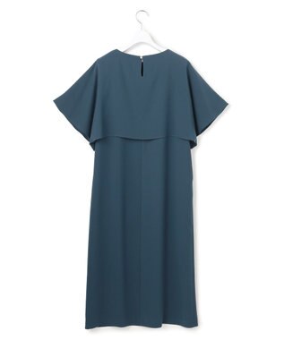 23区 【先行予約】ストレッチジョーゼット ケープ風ワンピース ダルブルー系